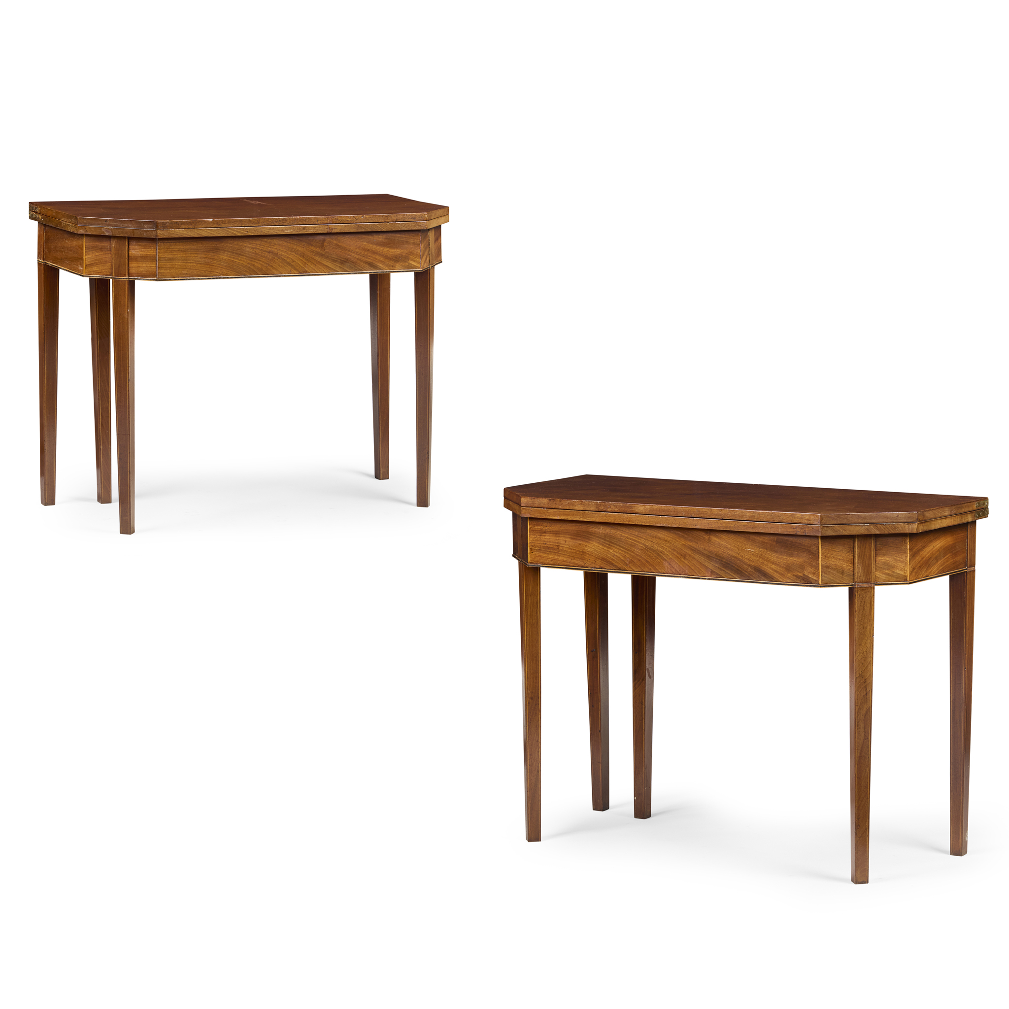 PAIR OF LATE GEORGE III MAHOGANY TEA TABLES
