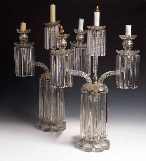 A pair of crystal lustre candelabra