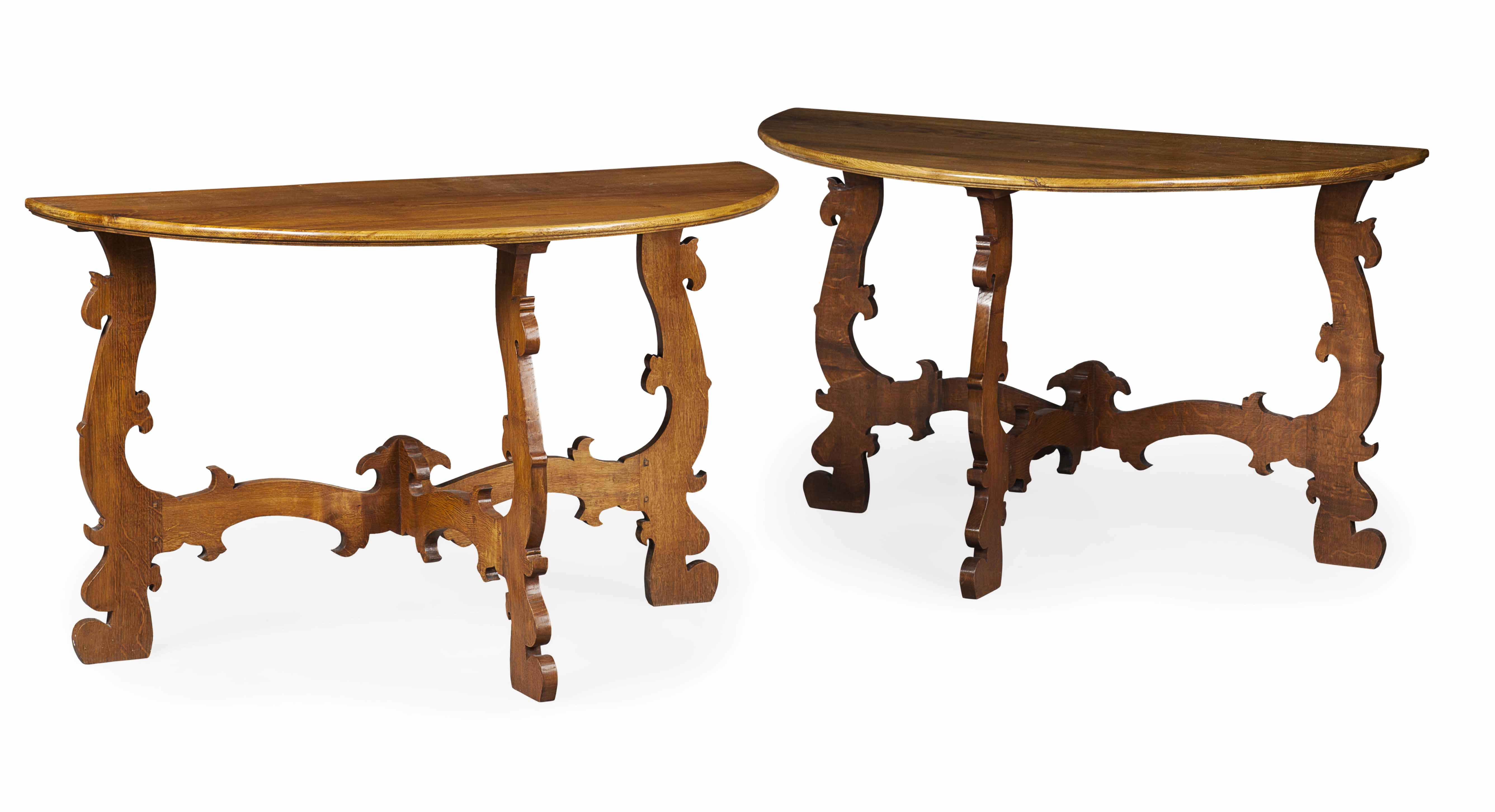 PAIR OF OAK SIDE TABLES AFTER A DESIGN BY SIR ROBERT LORIMER