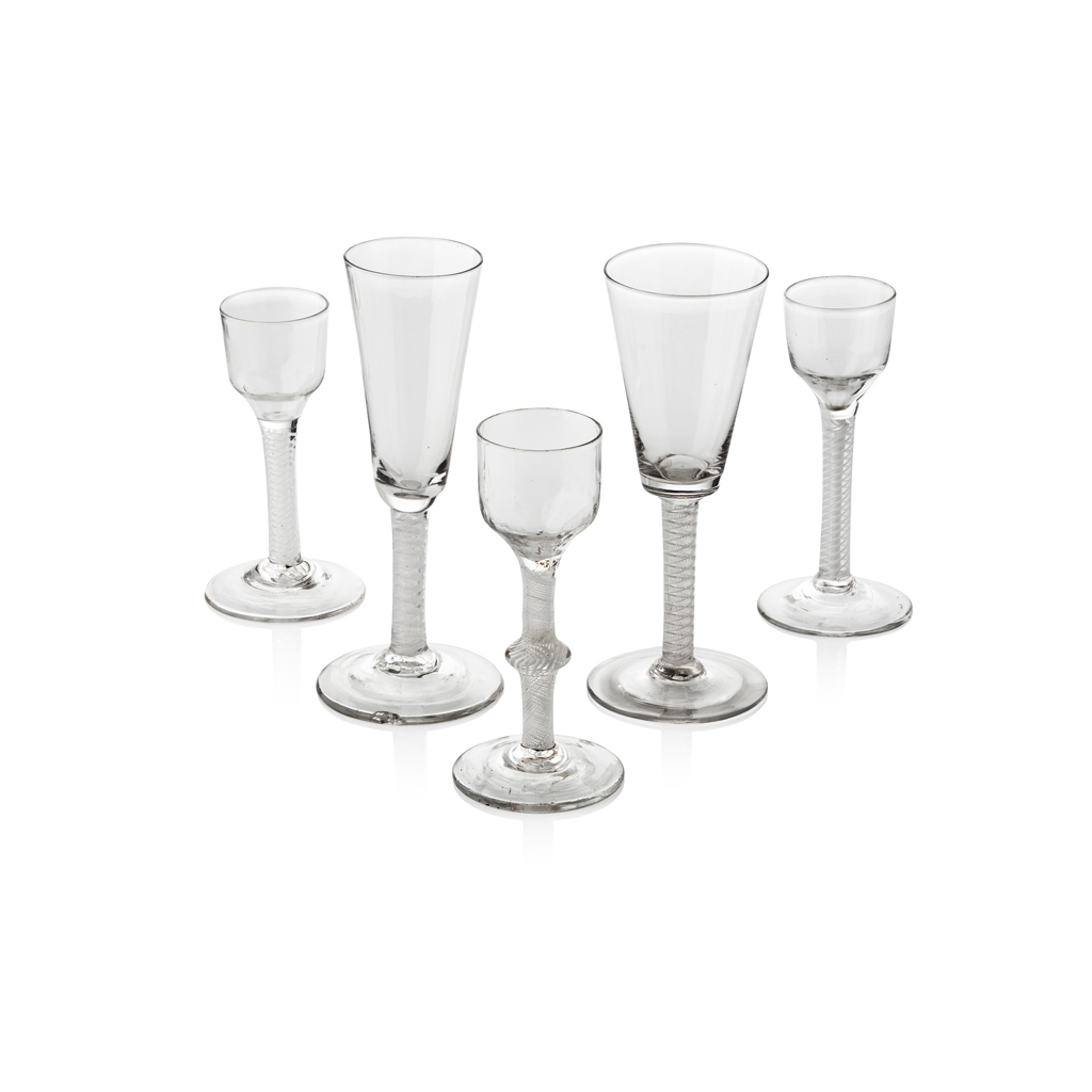 FIVE GEORGIAN DRINKING GLASSES