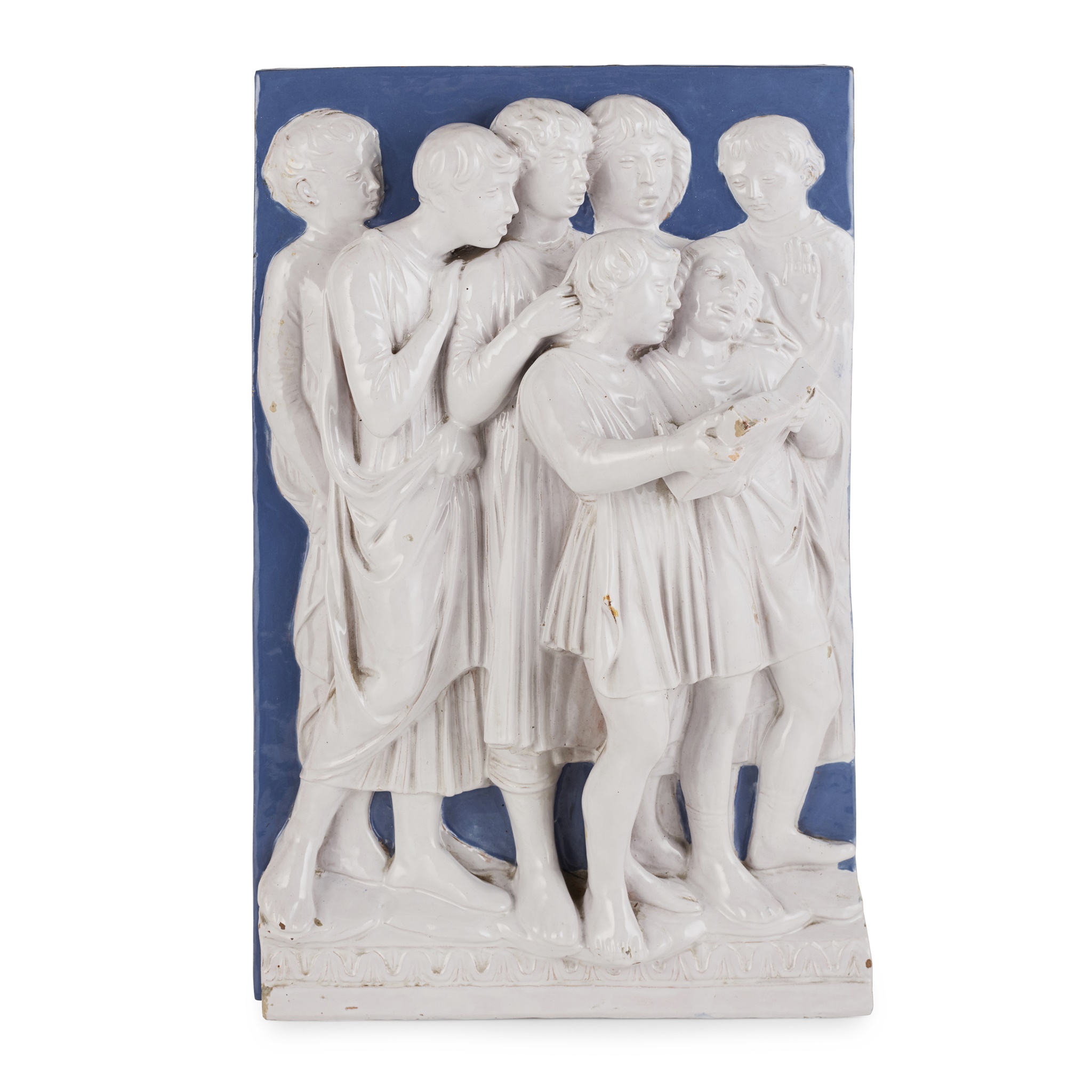 ITALIAN GLAZED TERRACOTTA RELIEF PANEL AFTER DELLA ROBBIA, ATTRIBUTED TO CANTAGALLI