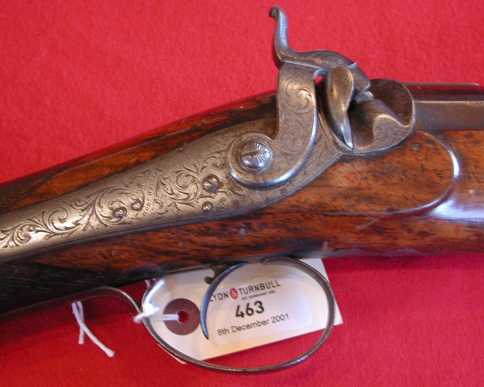 A Scottish mid 19th century single barrel percussion large bore wild fowling gun