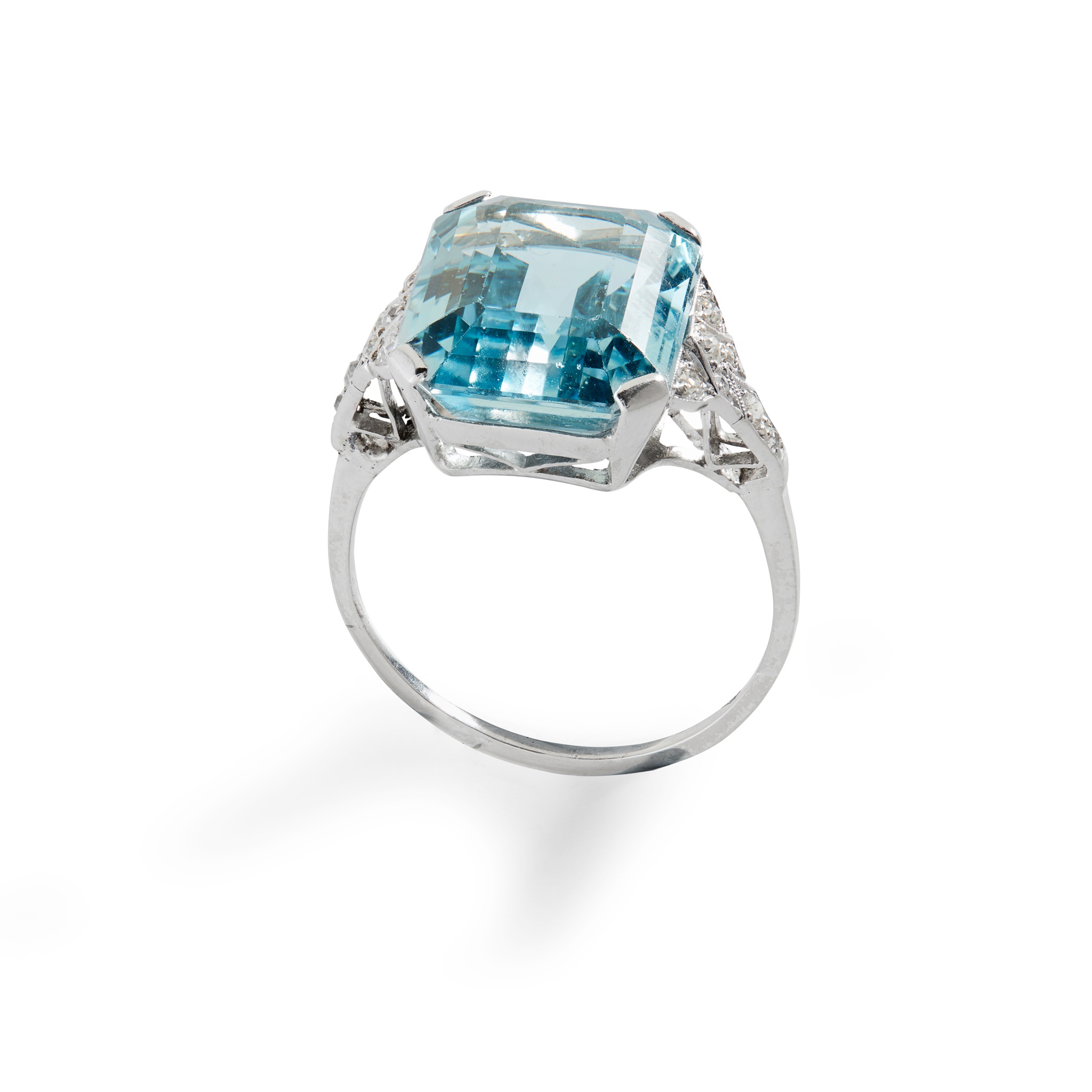 An aquamarine and diamond cocktail ring
