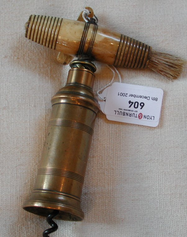 A C. Jones 'Pantechnetheca' brass corkscrew