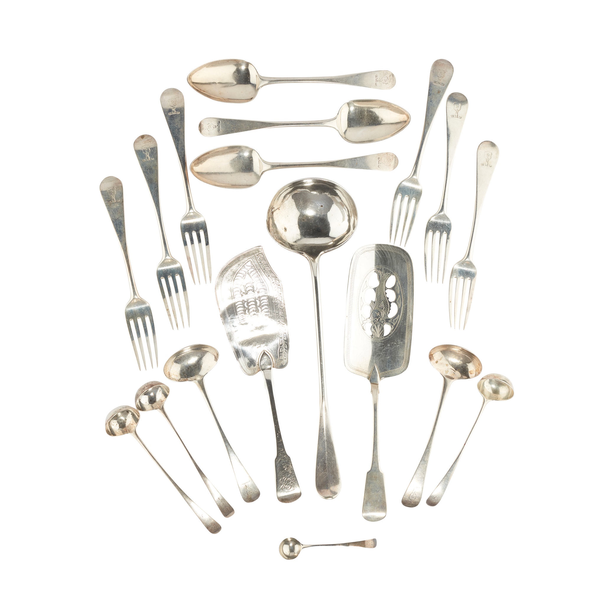 A COLLECTION OF GEORGE III OLD ENGLISH FLATWARE