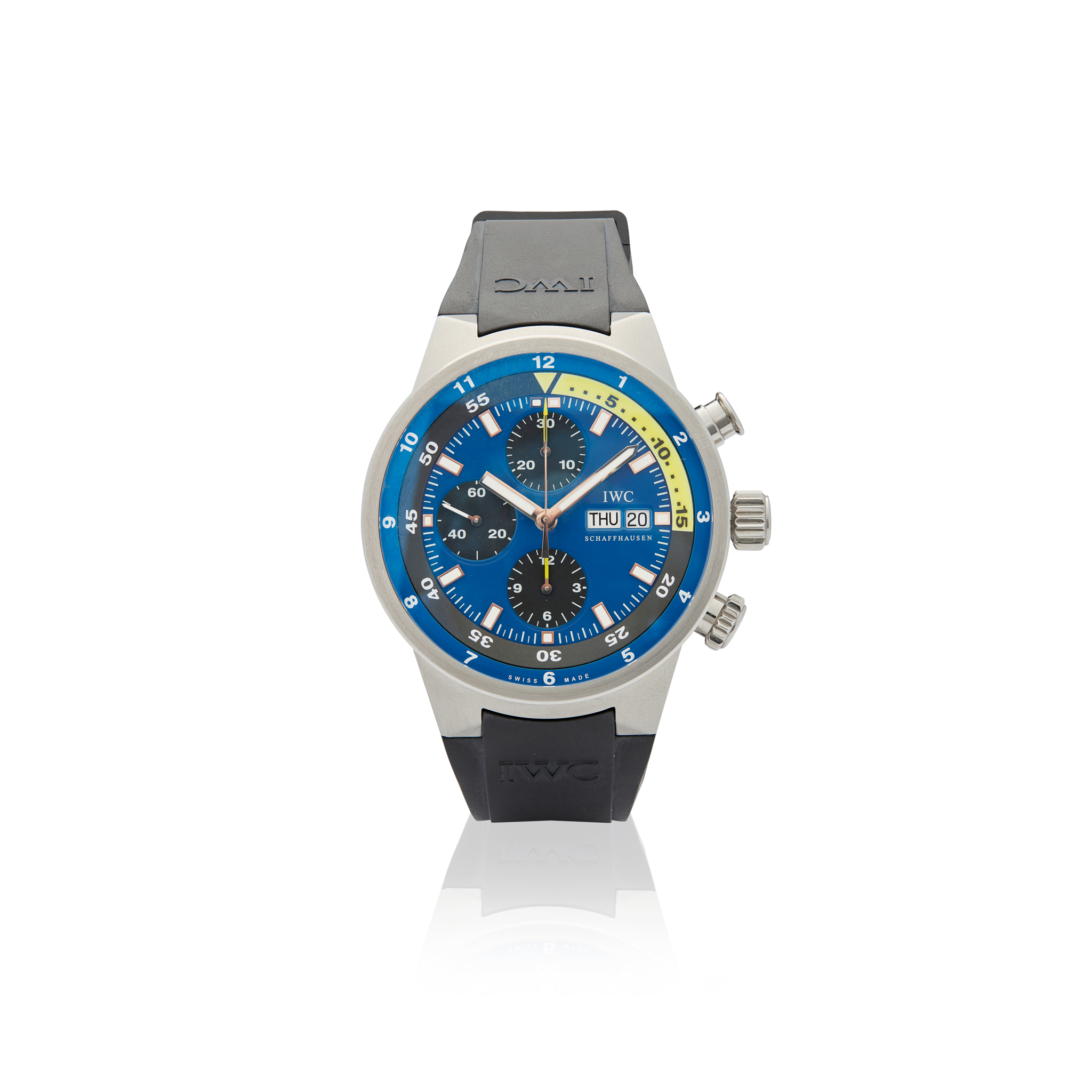 IWC. A limited-edition stainless steel automatic day-date chronograph wristwatch