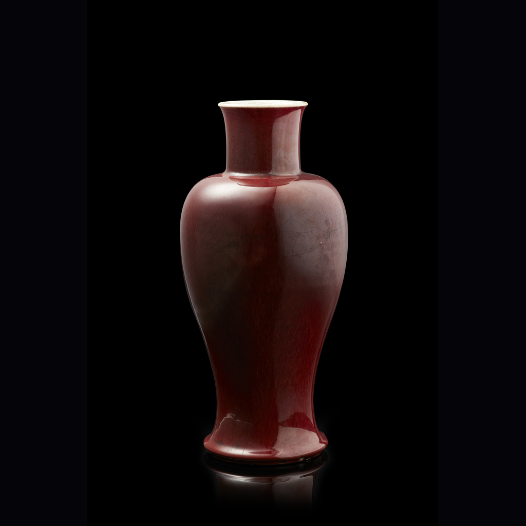 LANGYAO COPPER-RED GLAZED BALUSTER VASE, GUAN YIN PING