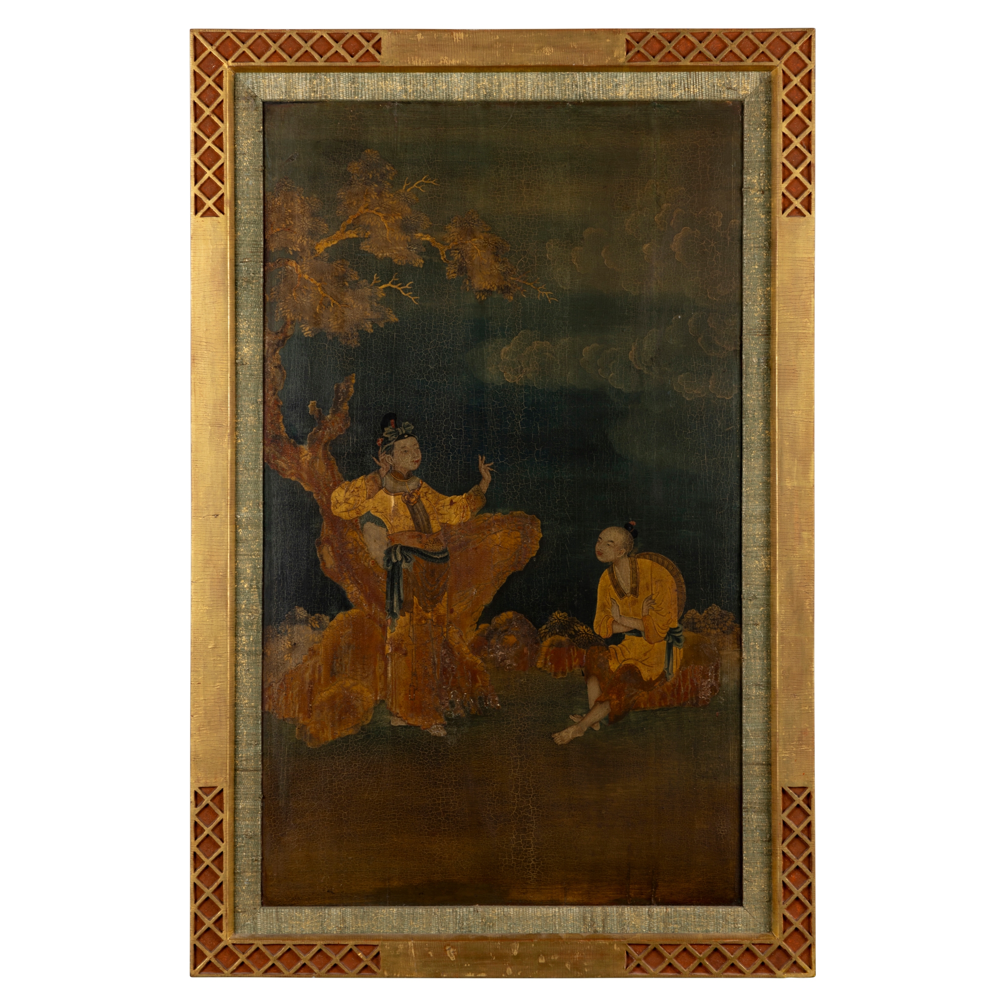 CHINESE SCHOOL OIL PAINTING WITH TWO FIGURES