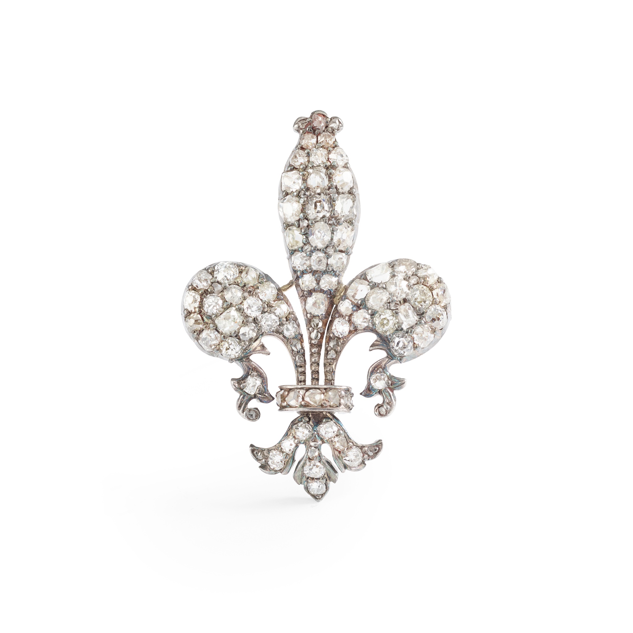 A diamond fleur-de-lis brooch