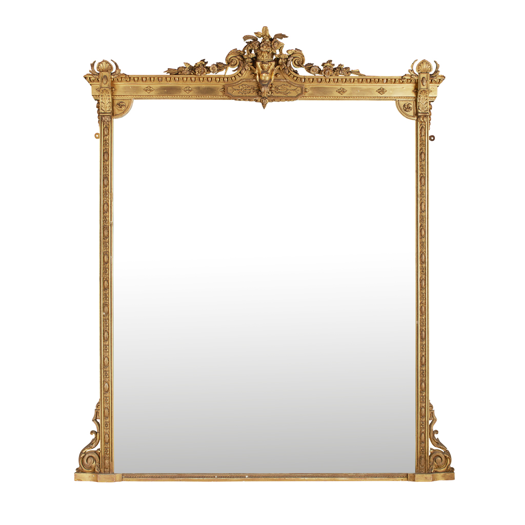 VICTORIAN GILTWOOD AND GESSO OVERMANTLE MIRROR