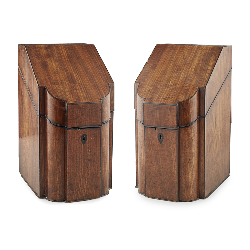 PAIR OF GEORGE III MAHOGANY KNIFE BOXES