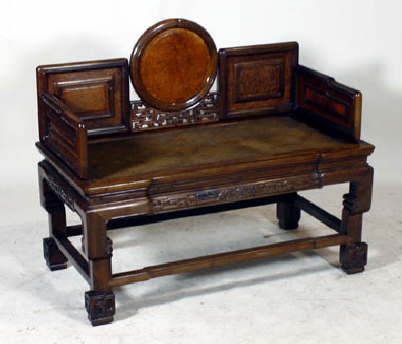 A 19th century Chinese hardwood bench