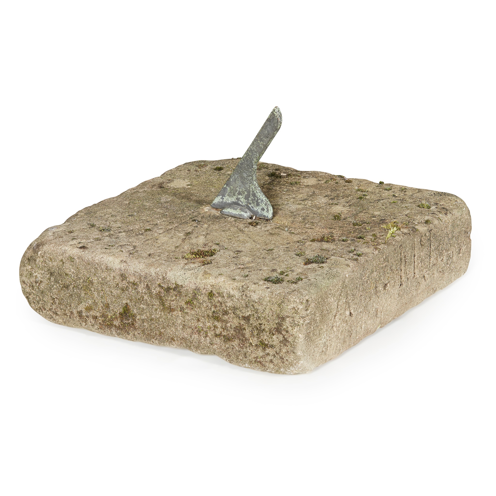 SCOTTISH CARVED STONE AND BRONZE SUNDIAL