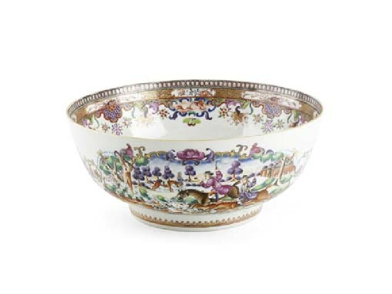 An 18th century Chinese famille rose punch bowl