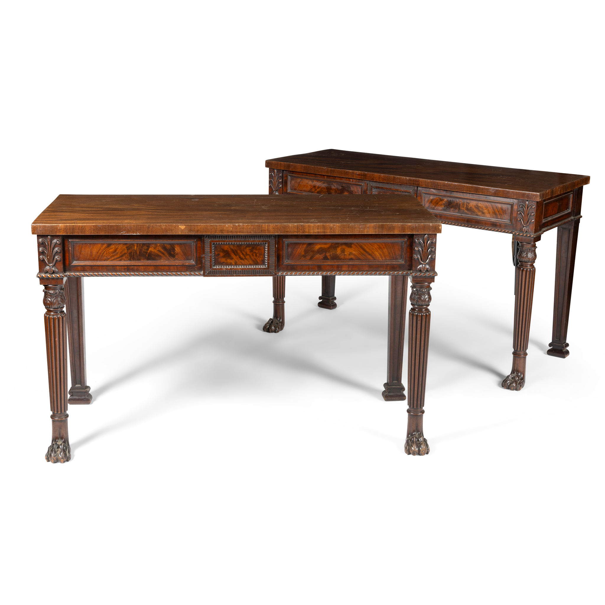 A PAIR OF LATE VICTORIAN MAHOGANY SERVING TABLES
