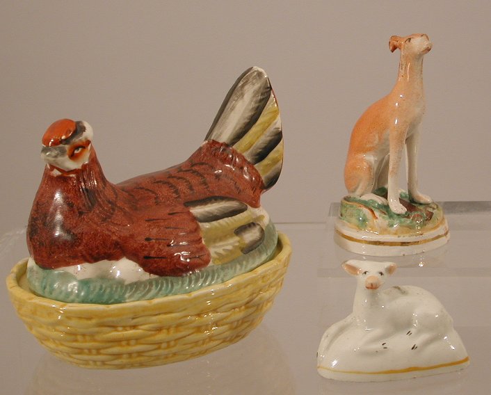 A small oval Staffordshire hen tureen