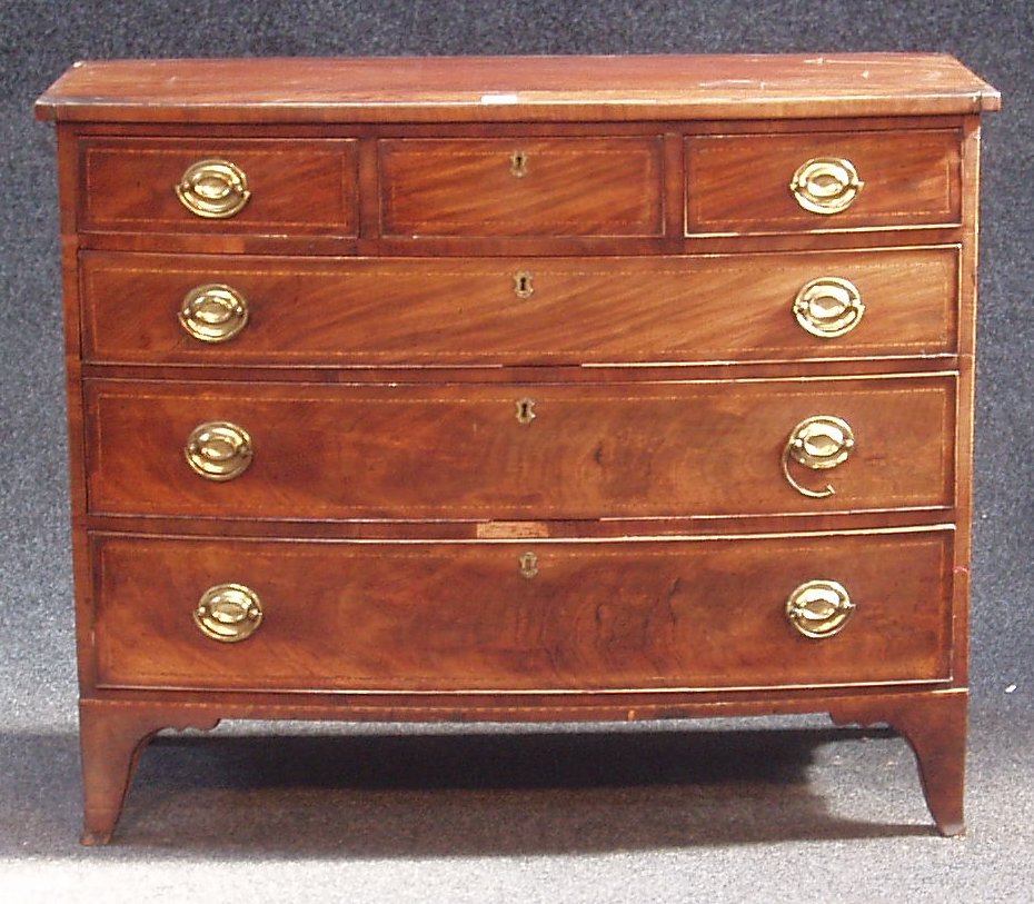 A George III mahogany bowfront chest,