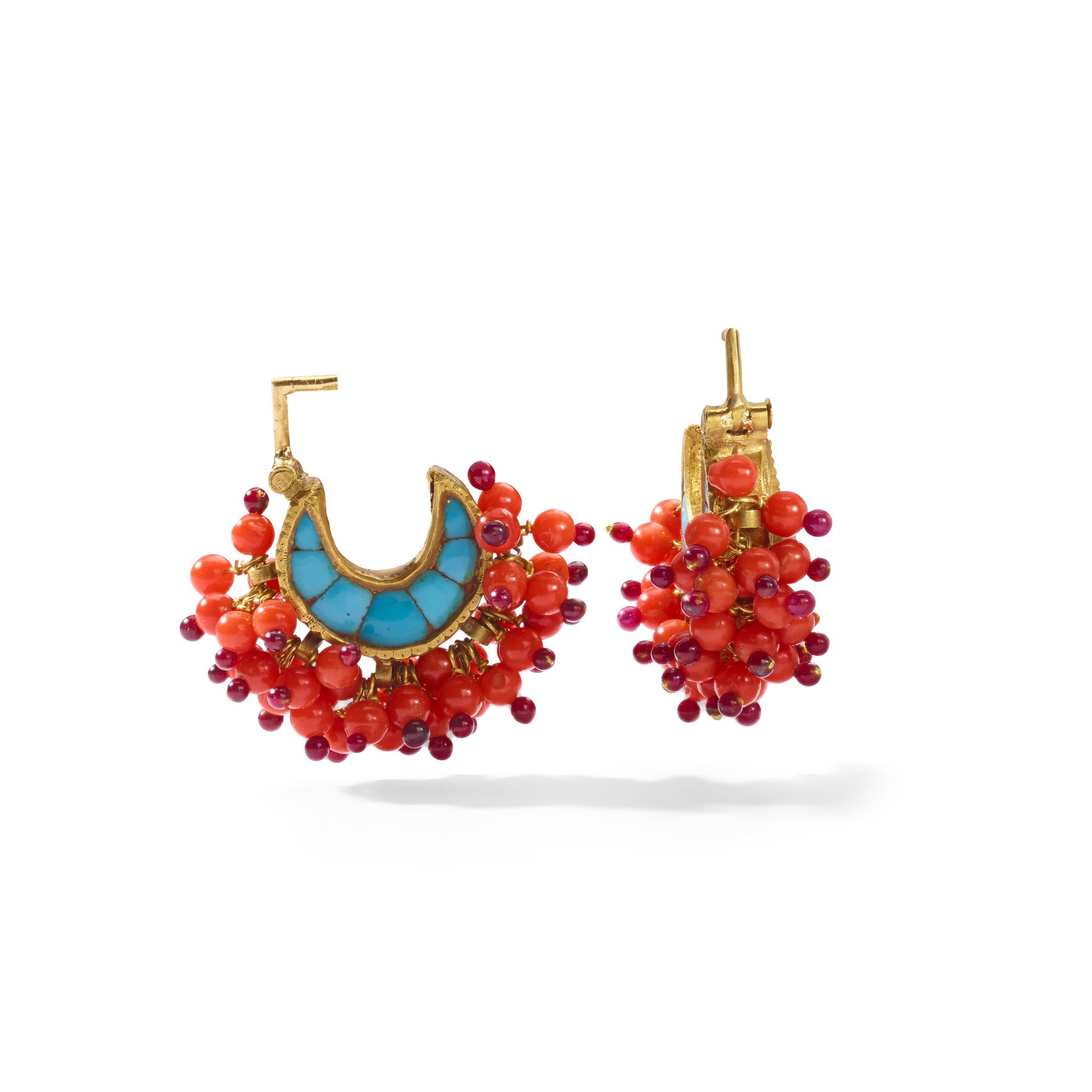 A pair of Indian gem-set earrings