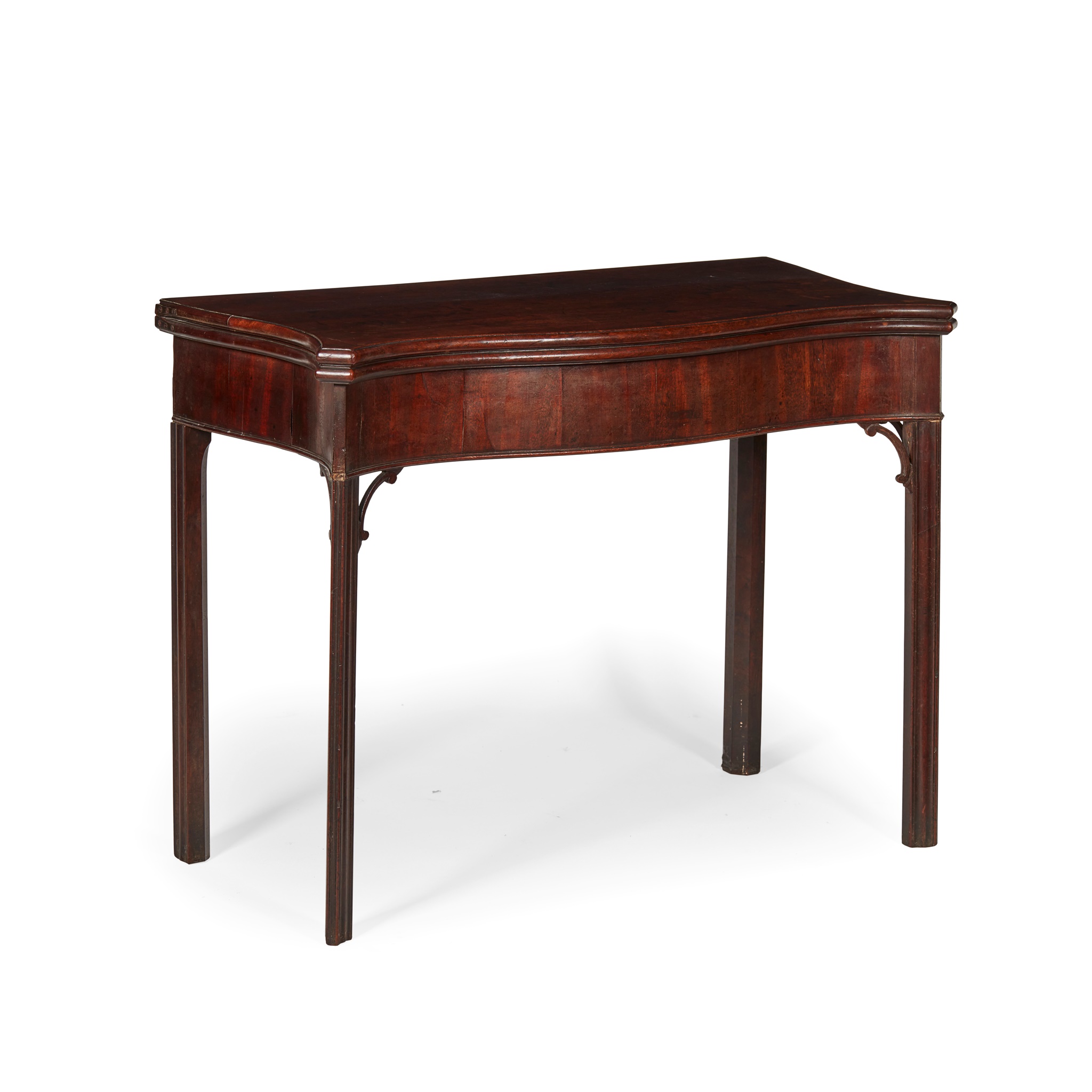GEORGE III MAHOGANY FOLD-OVER SERPENTINE CARD TABLE