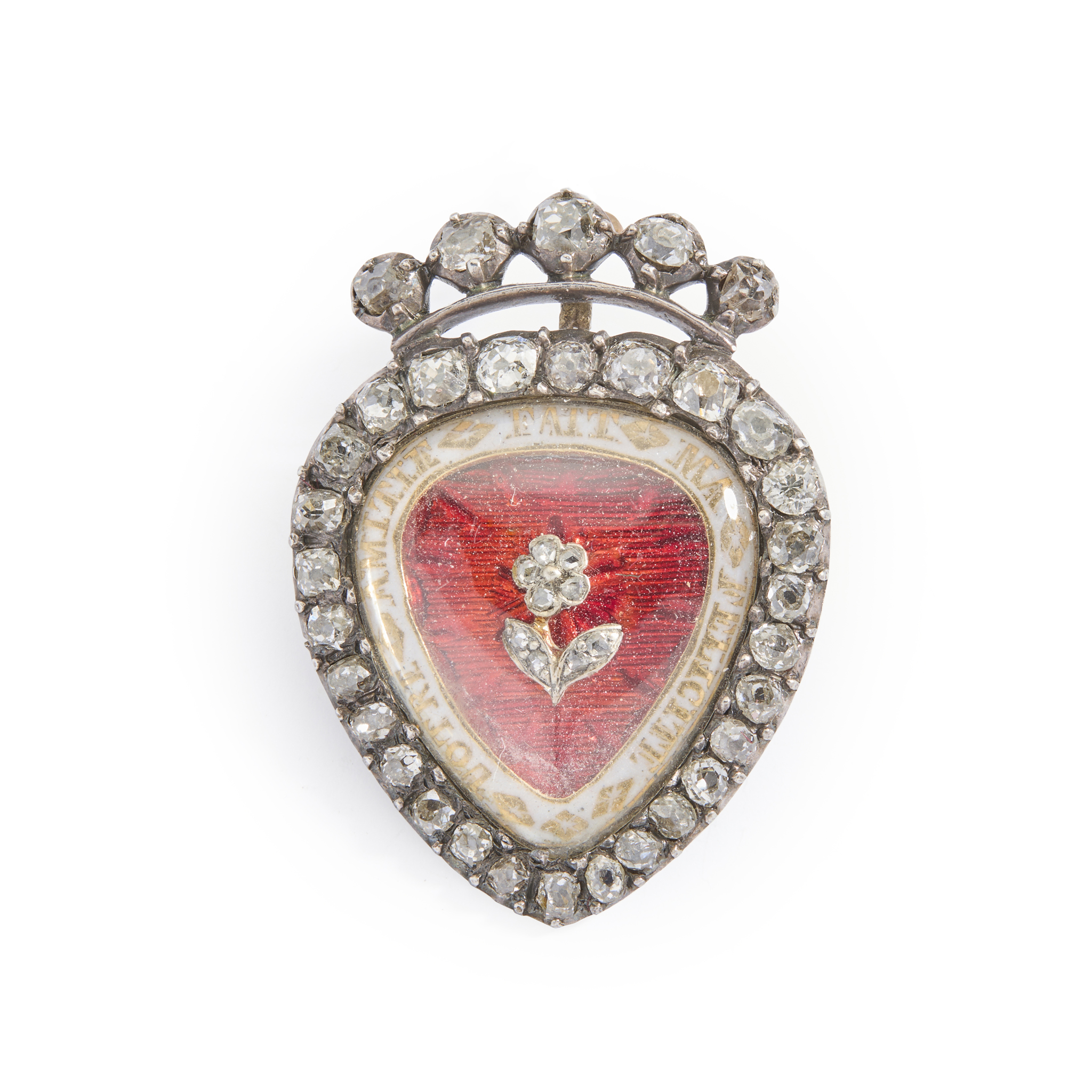 A Georgian enamel and diamond memorial brooch