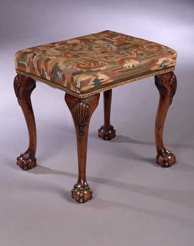 A George I style walnut stool