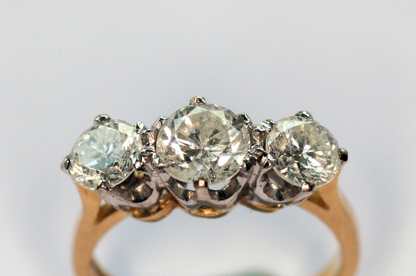 A three stone diamond ring