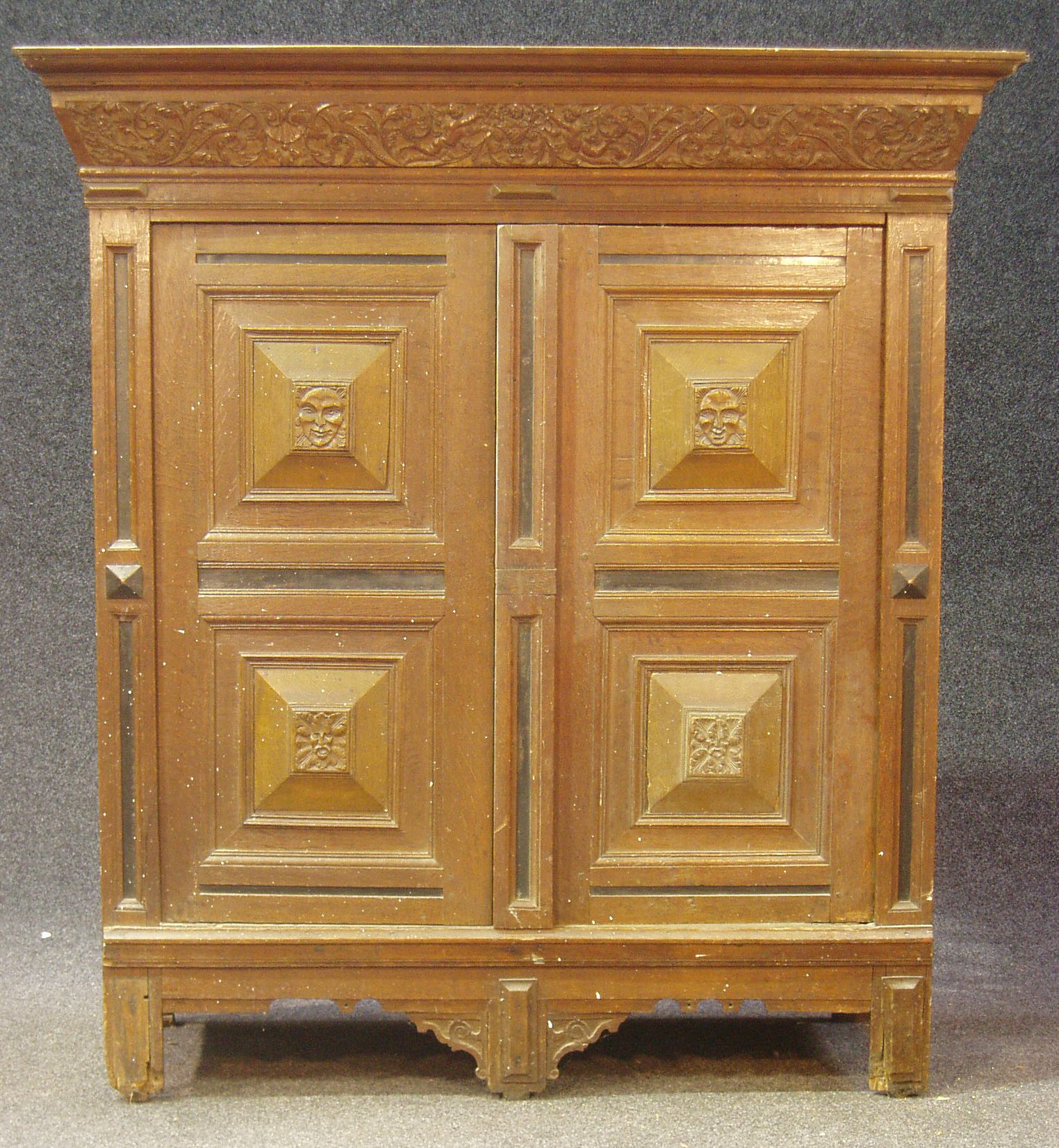 A Continental oak linen press,