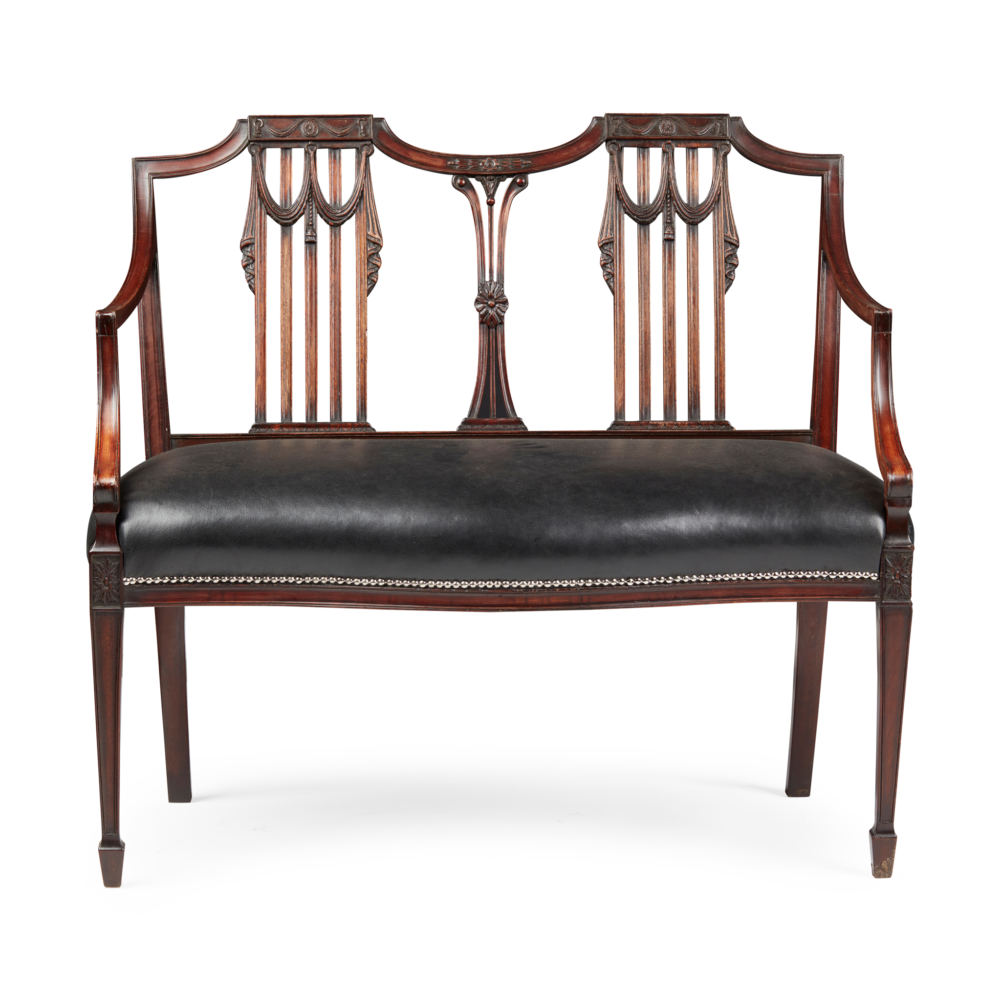 GEORGE III MAHOGANY DOUBLE CHAIR BACK SETTEE