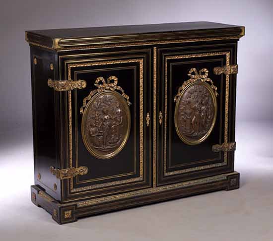 A 19th century ebonised pearwood and gilt metal mounted side cabinet