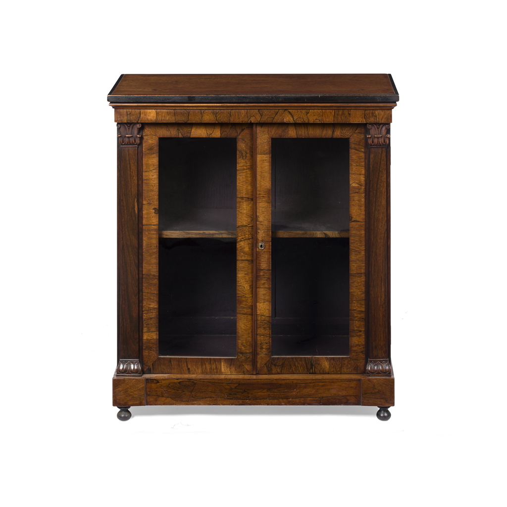SMALL REGENCY ROSEWOOD AND EBONY LOW BOOKCASE