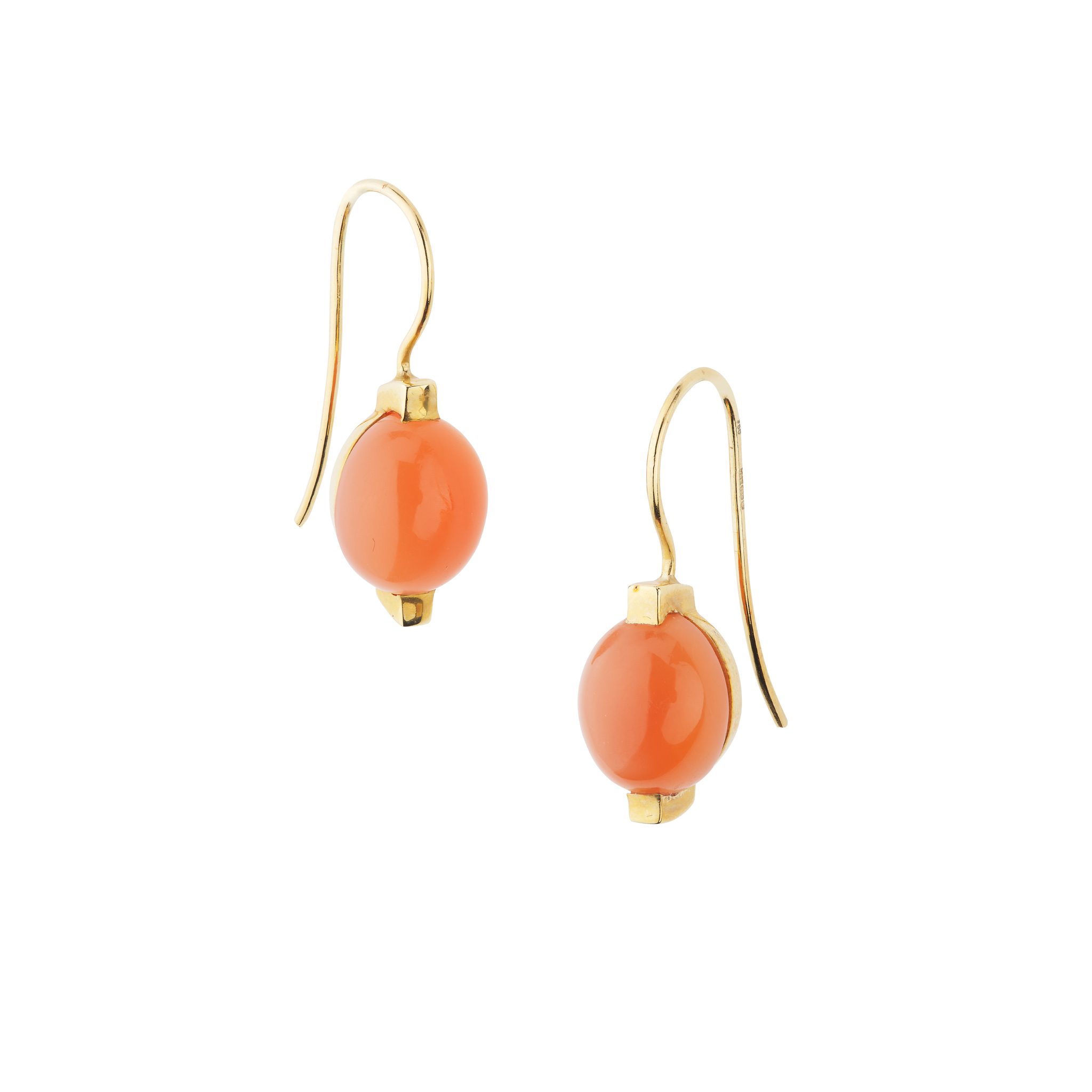 A pair of 18ct gold moonstone earrings