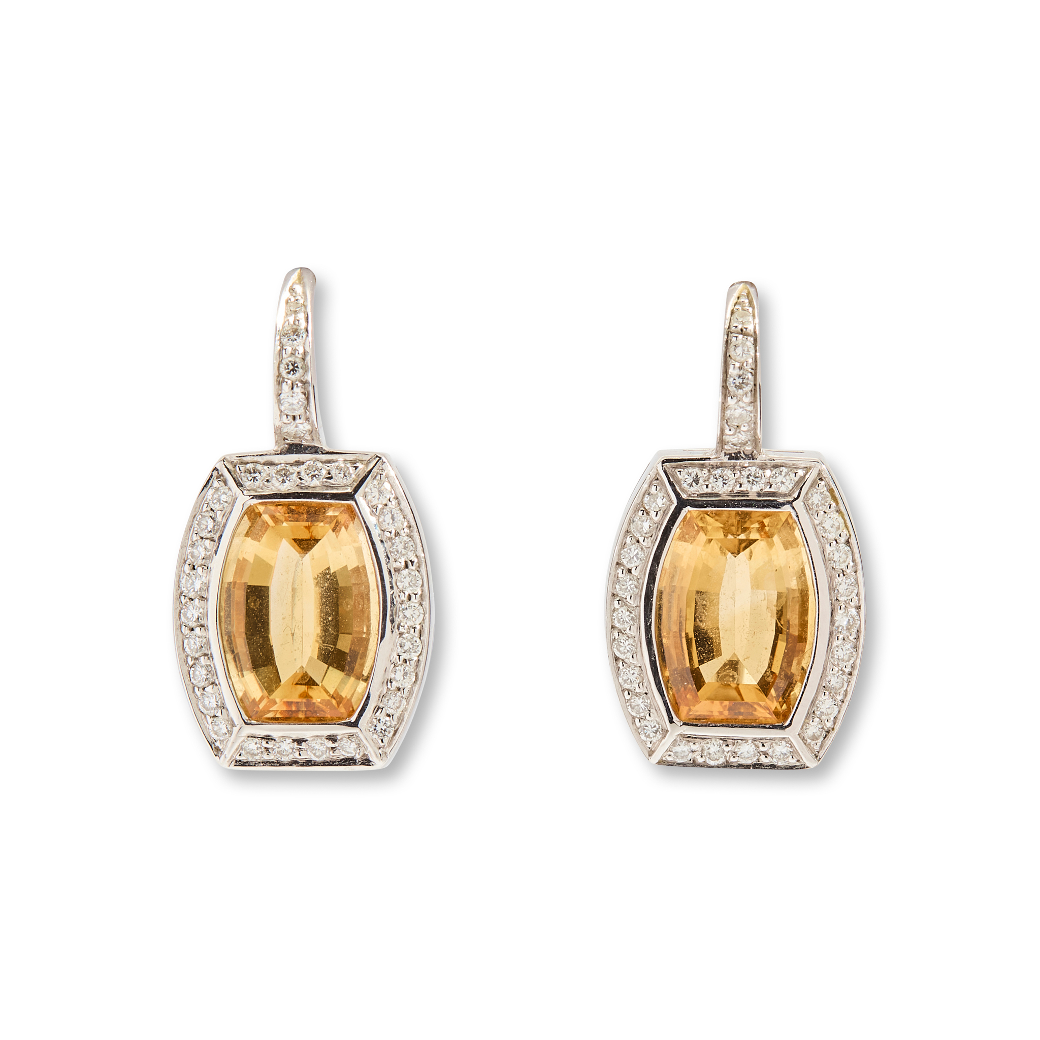 Boodles: A pair of 18ct gold citrine and diamond earrings