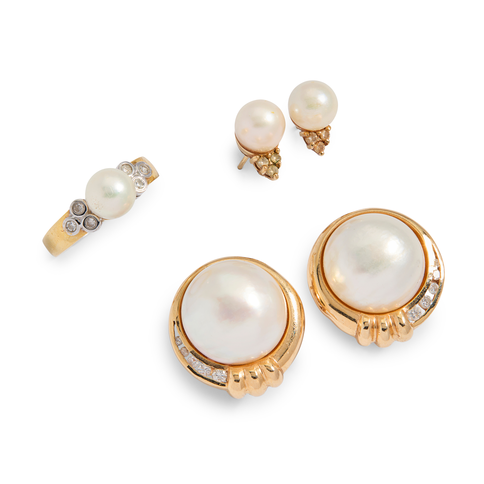 A collection of pearl and diamond jewellery