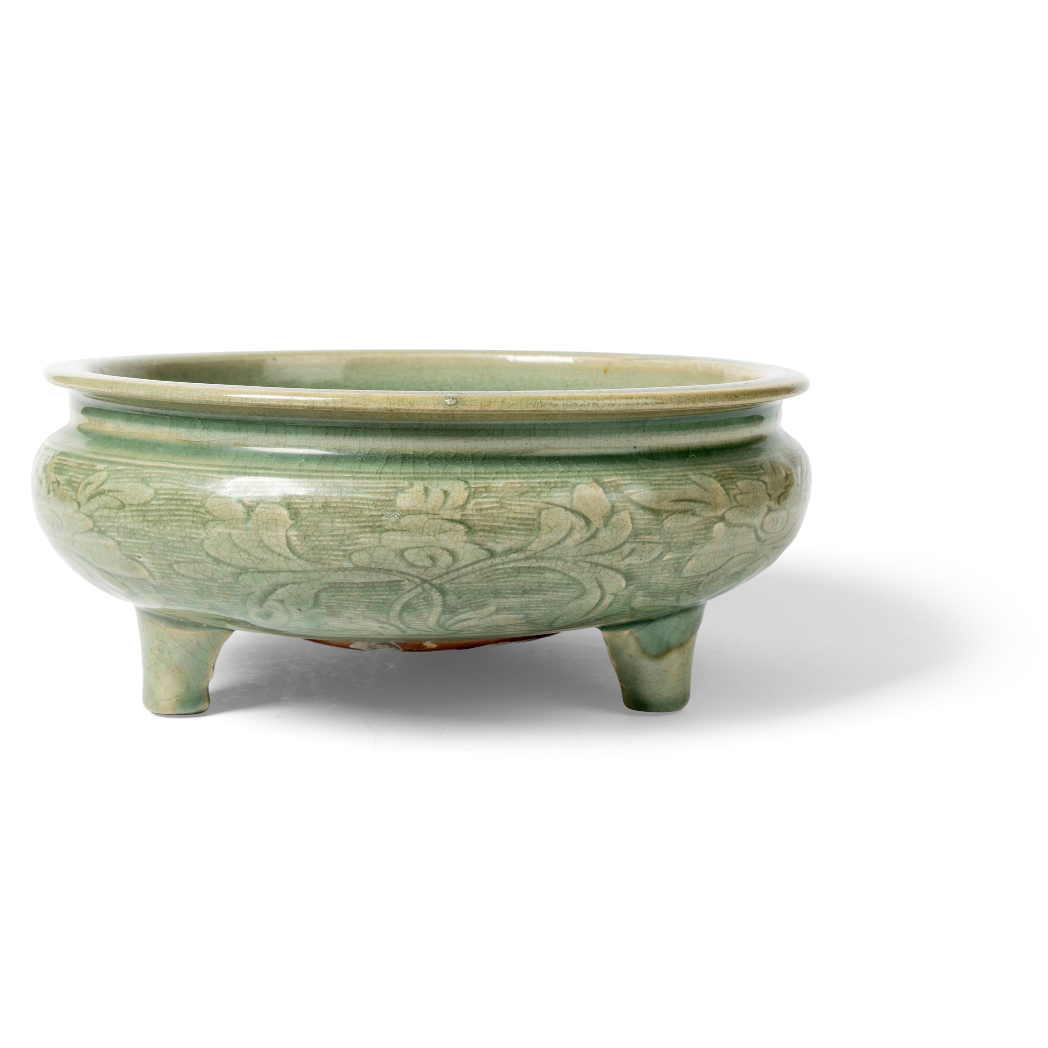 CHINESE LONGQUAN CELADON-GLAZED TRIPOD CENSER