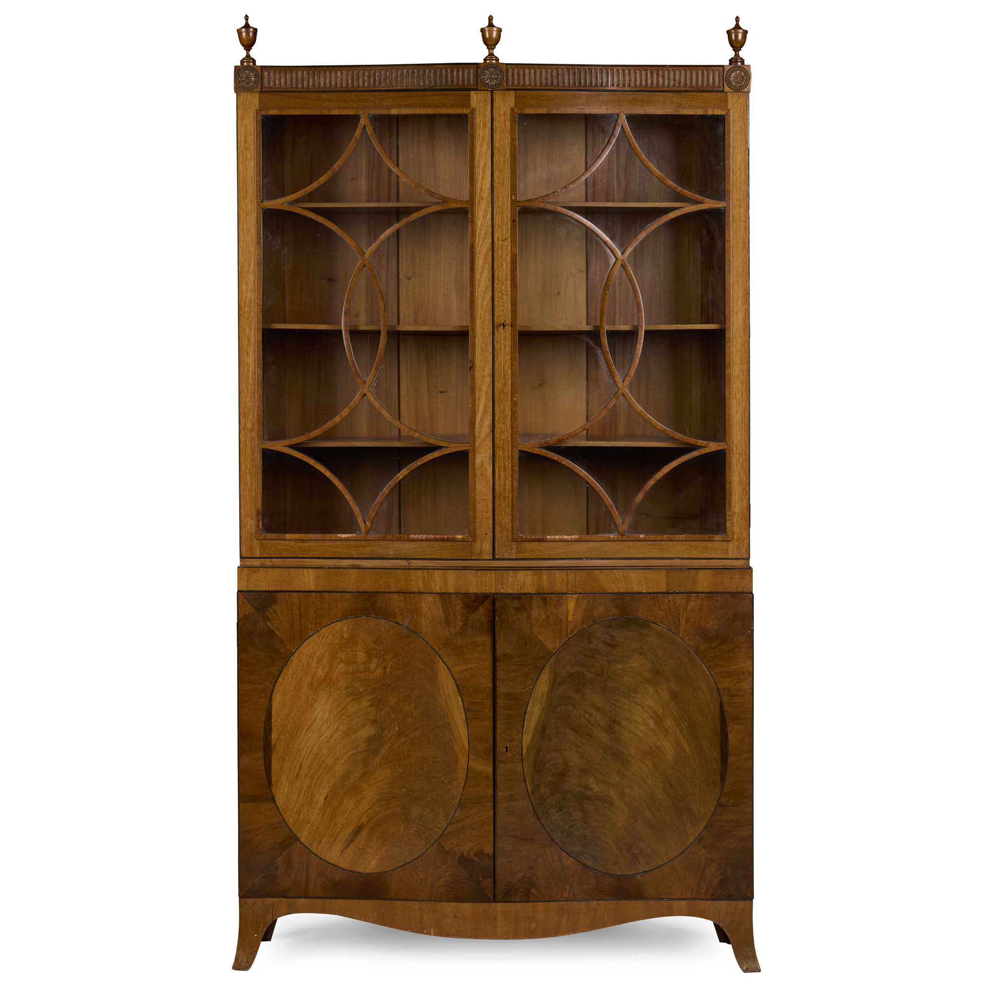 SHERATON STYLE MAHOGANY AND EBONY BOOKCASE CABINET