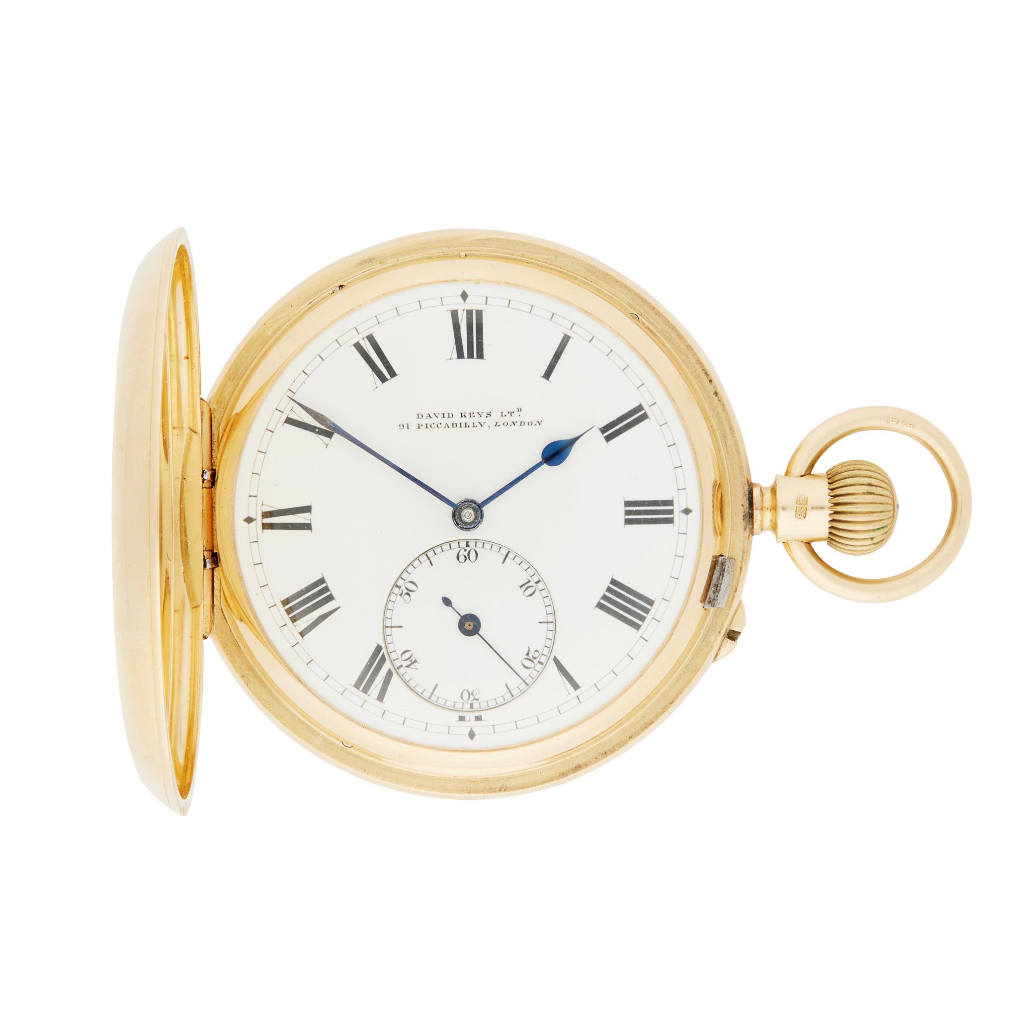 An 18ct gold hunter cased pocket watch, Keys of London