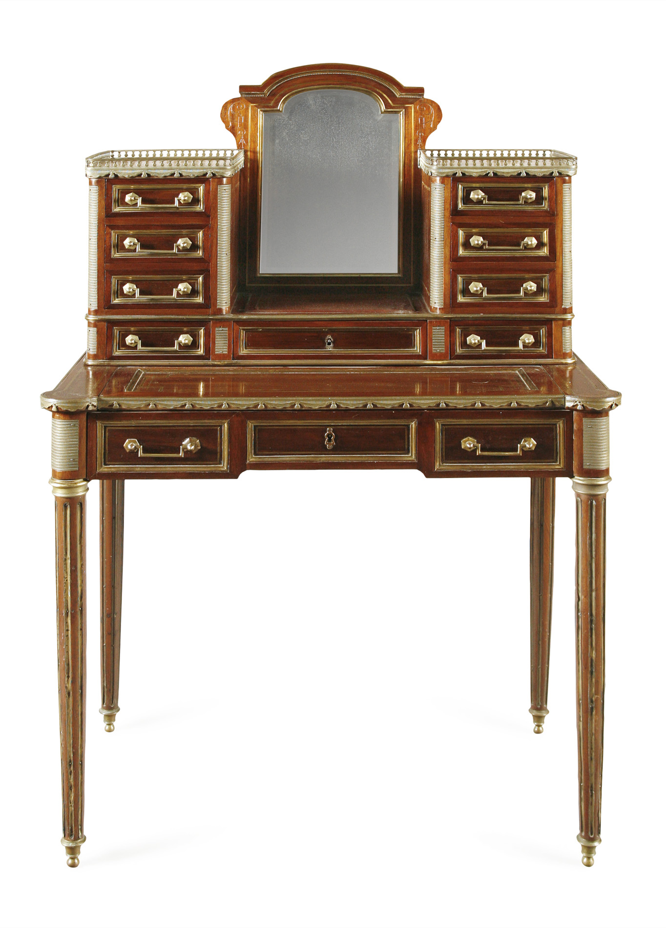 MAHOGANY AND BRASS MOUNTED BONHEUR DE JOUR