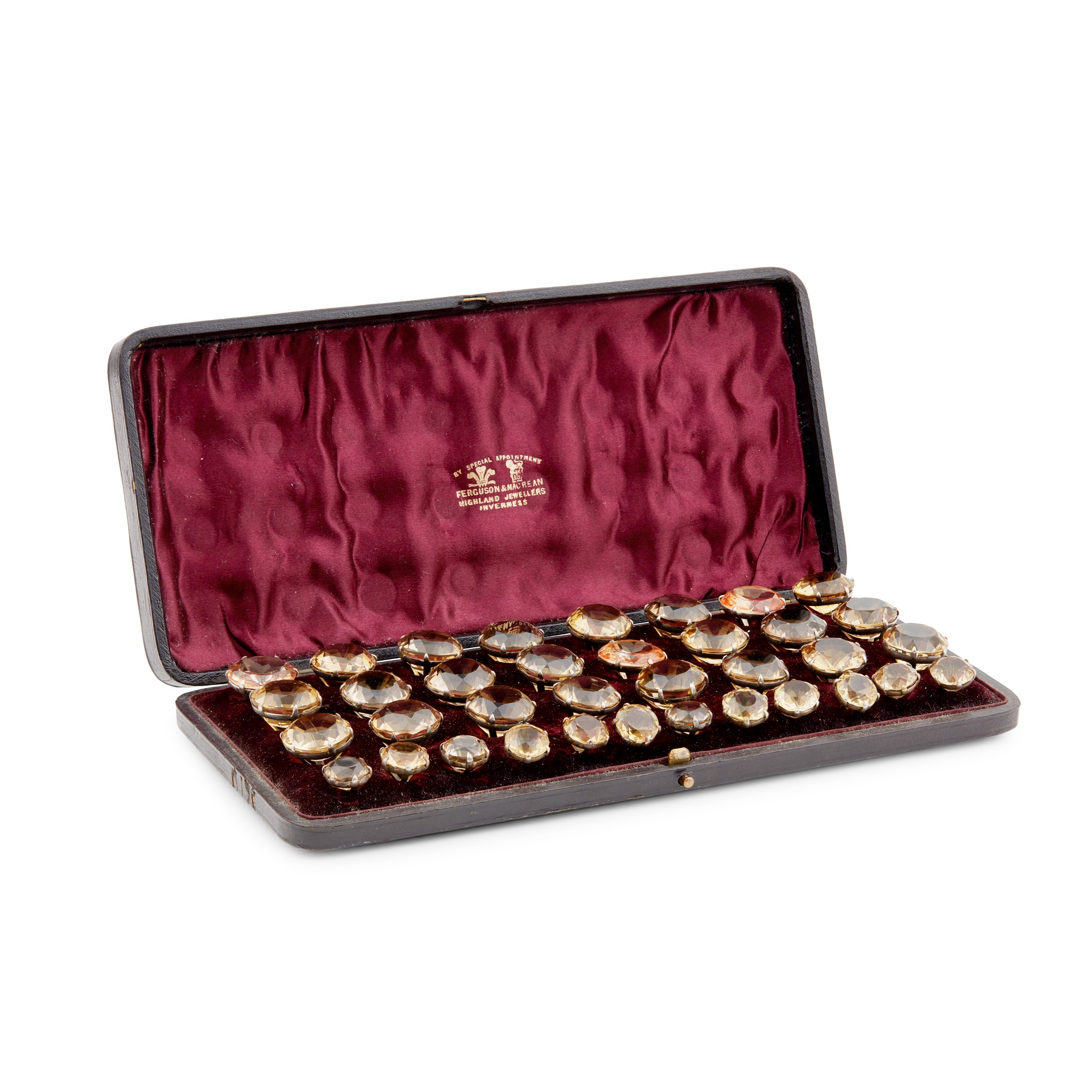 AN IMPRESSIVE CASED SET OF CAIRNGORM BUTTONS