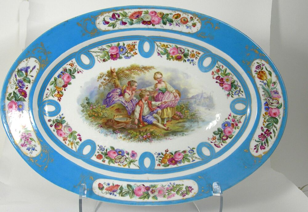 A late 19th century Sèvres style oval platter