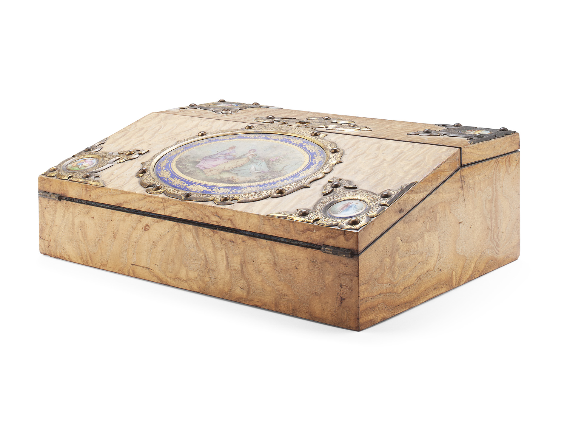 GOOD VICTORIAN SATIN BIRCH AND COROMANDEL WRITING SLOPE