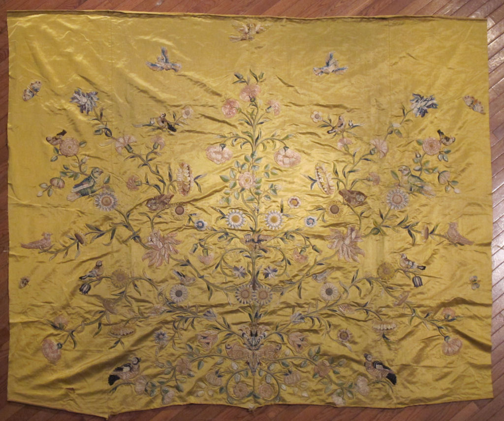 A Victorian embroidered silkwork In the Chinese manner