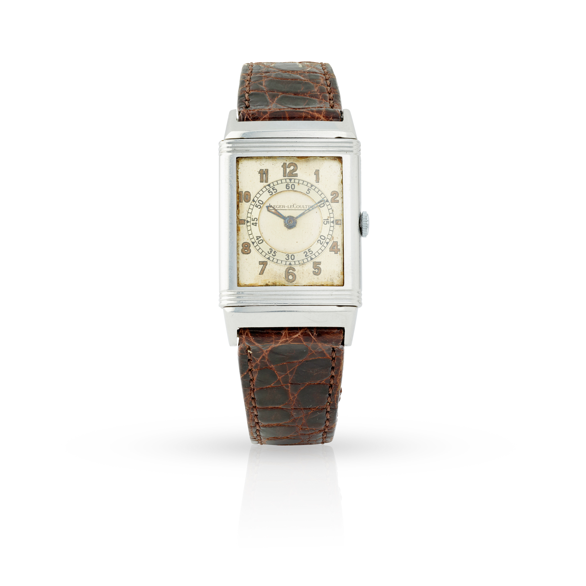 Jaeger LeCoultre. A fine and rare staybrite steel reversible wristwatch