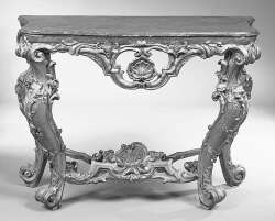 An overpainted giltwood Rococo style console table