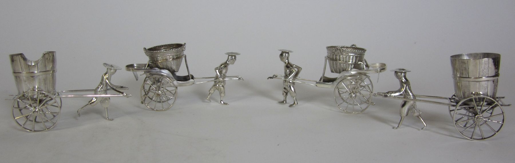 GROUP OF CHINESE EXPORT SILVER NOVELTY CRUETS