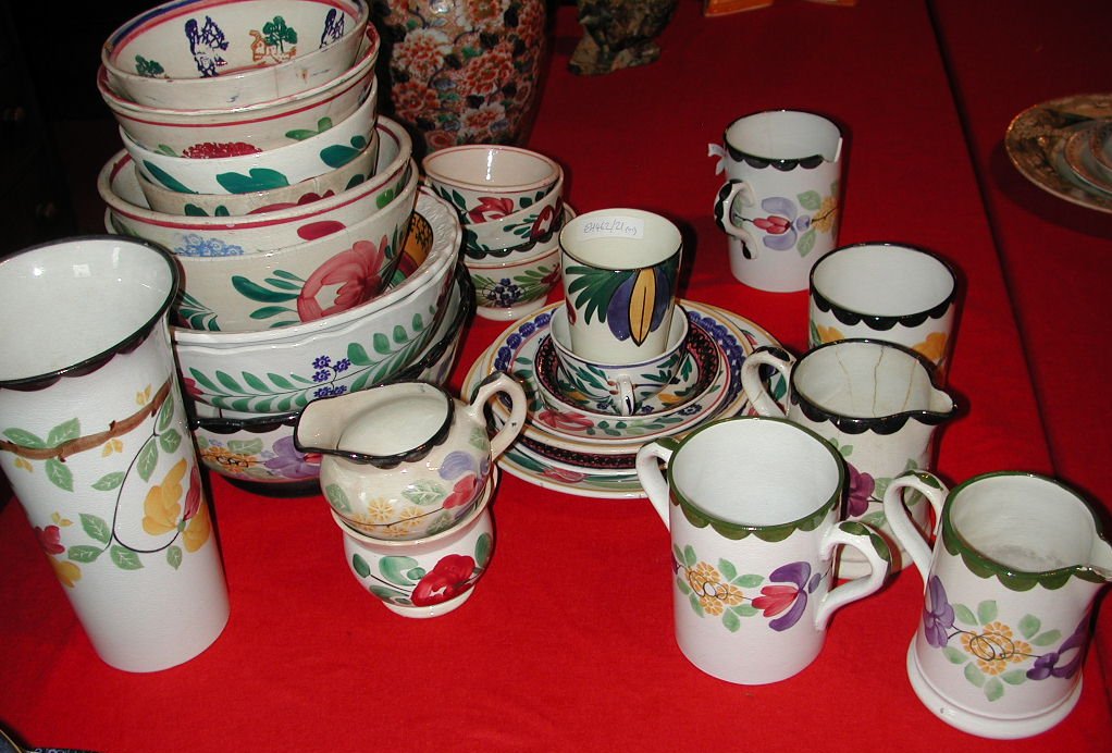 A collection of mainly Scottish sponge painted pottery bowls
