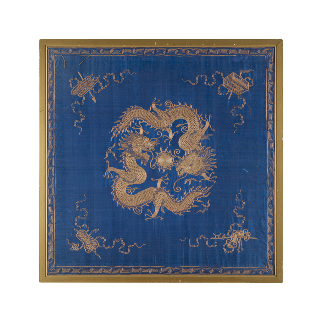 THREE EMBROIDERED SILK PANELS