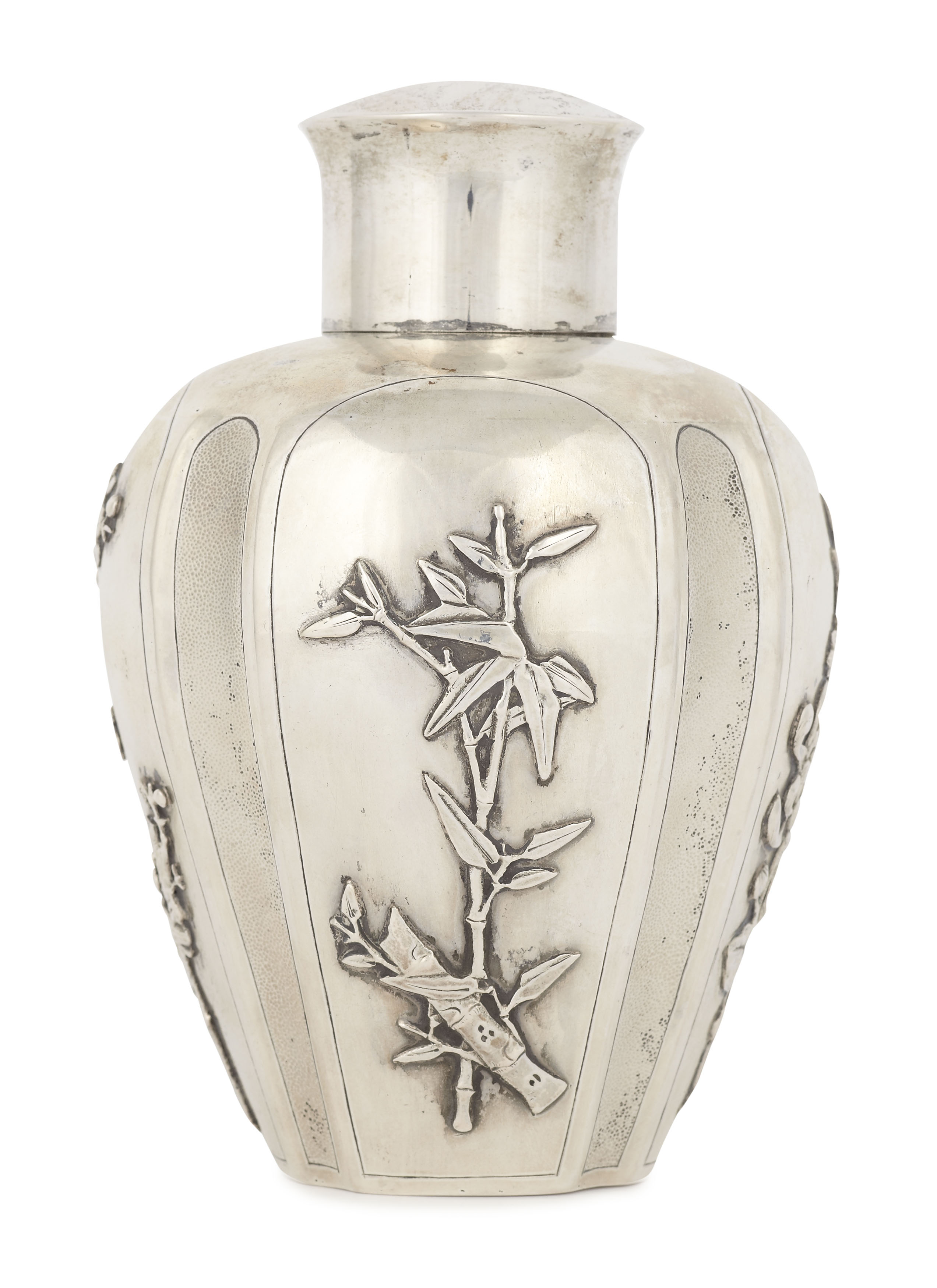 CHINESE EXPORT SILVER TEA CANISTER