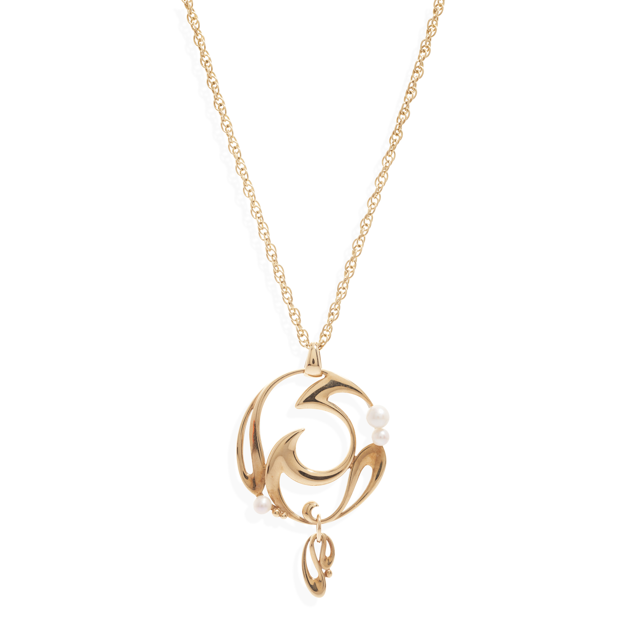 Cairncross of Perth: A 9ct gold Scottish freshwater pearl 'Léod' pendant