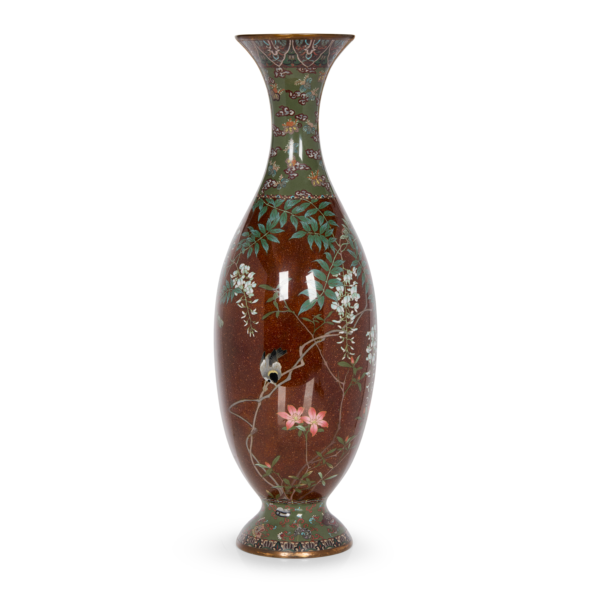LARGE AND FINE JAPANESE CLOISONNÉ ENAMEL VASE