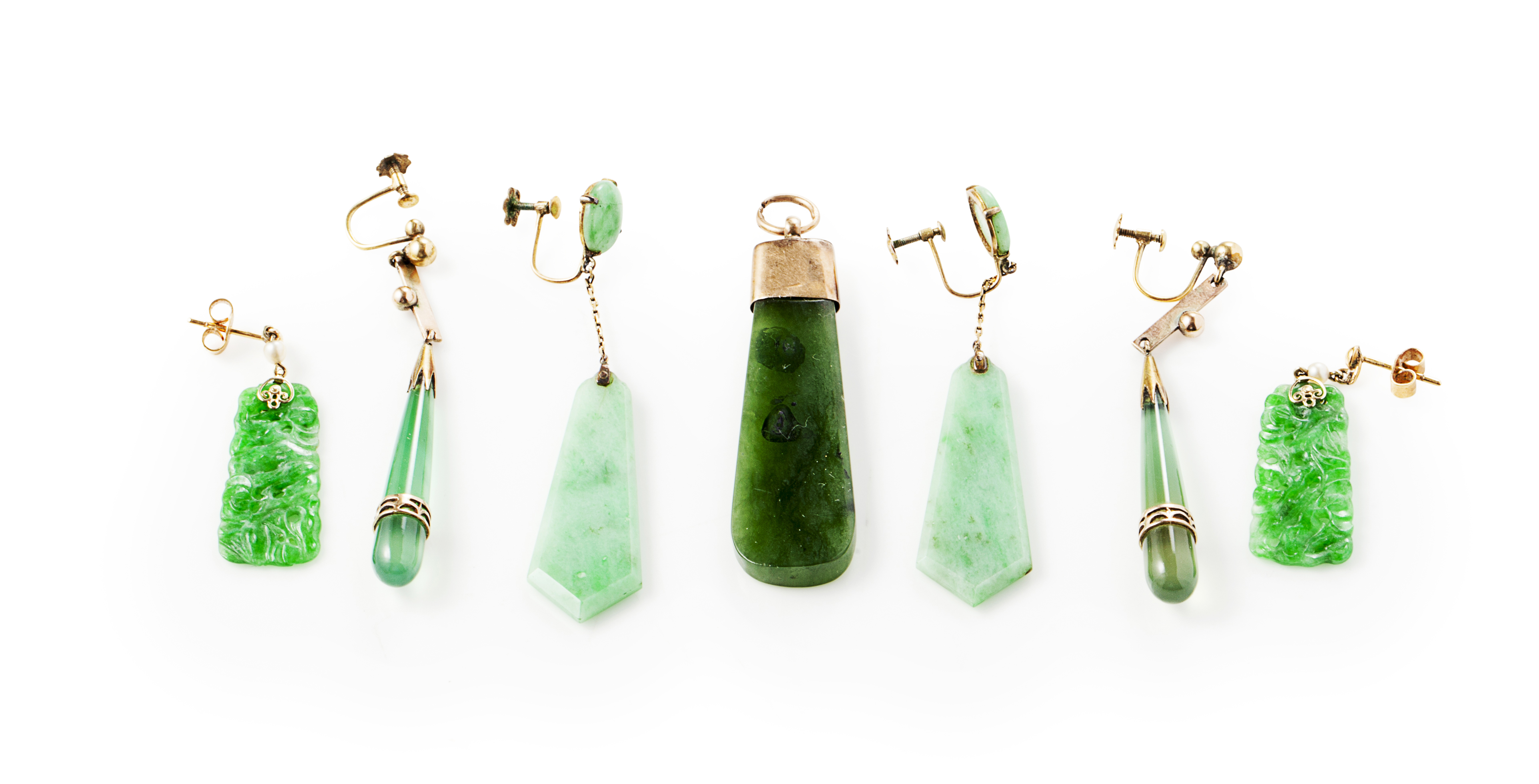 A collection of jade jewellery